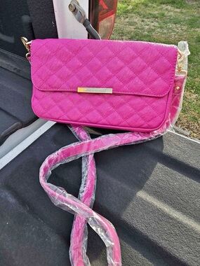 Damesl in Defense Concealed Carry Quilted Crossbody in Hot Pink with Gold Accent